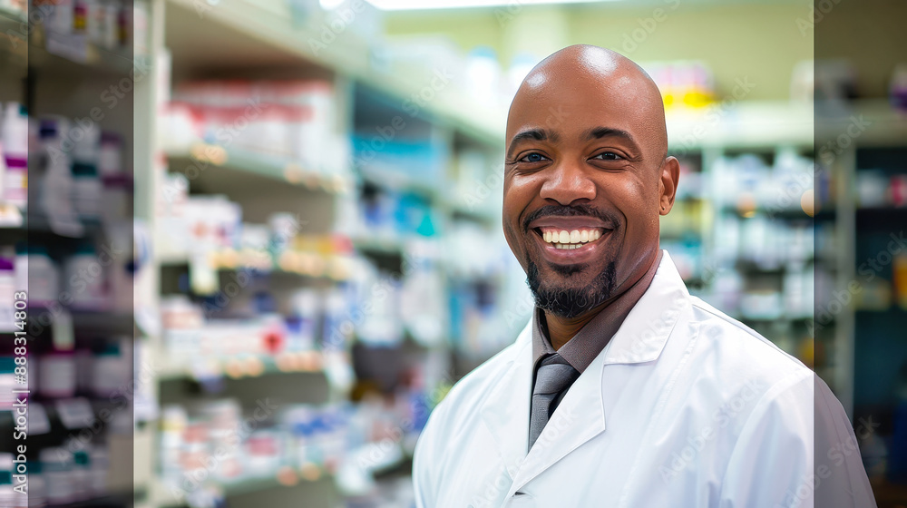 A Pharmacist's Warm Smile in a Busy Pharmacy A Pharmacist's Warm Smile in a Busy Pharmacy