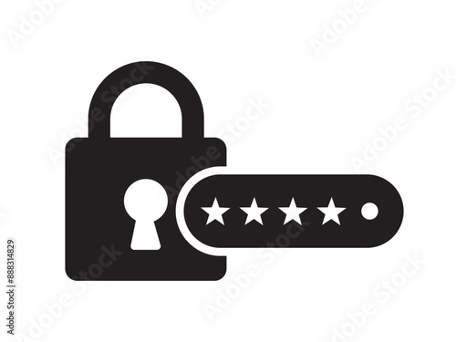 padlock with pin code. Data protection and security concept.  Login password pin code icons. Lock with password. Privacy and encryption. 