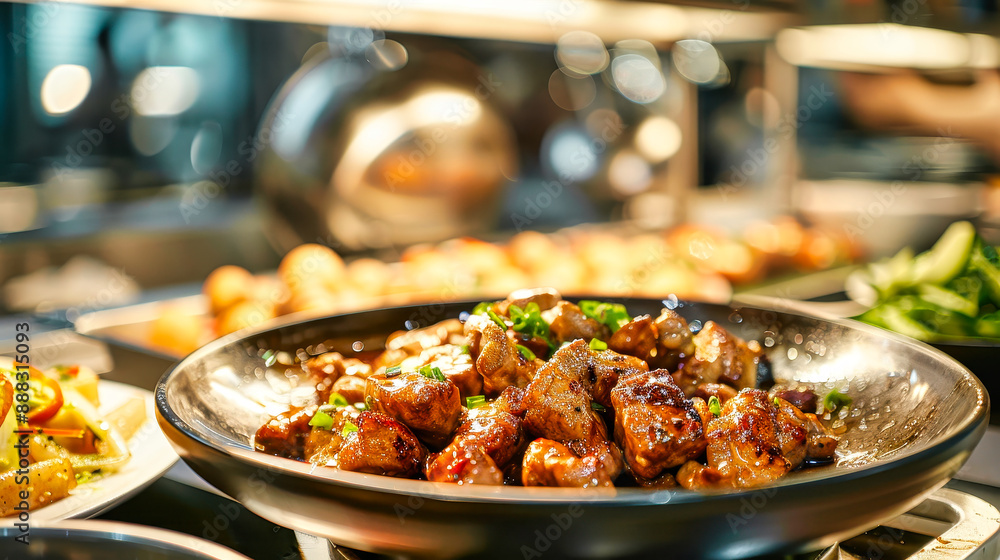 A Culinary Symphony of Flavors: Grilled Chicken Kebabs on a Buffet Table A Culinary Symphony of Flavors: Grilled Chicken Kebabs on a Buffet Table
