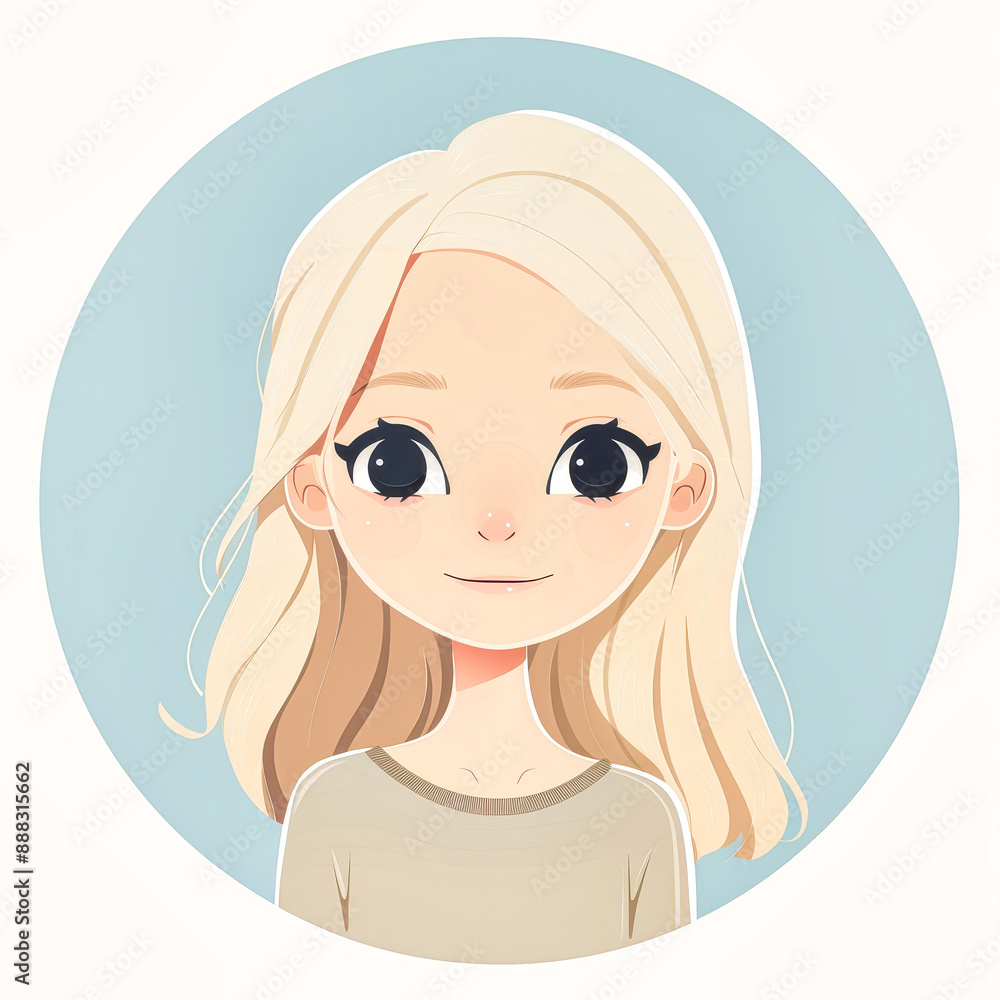 A Blonde Beauty's Gentle Smile, Captured in a Circular Portrait