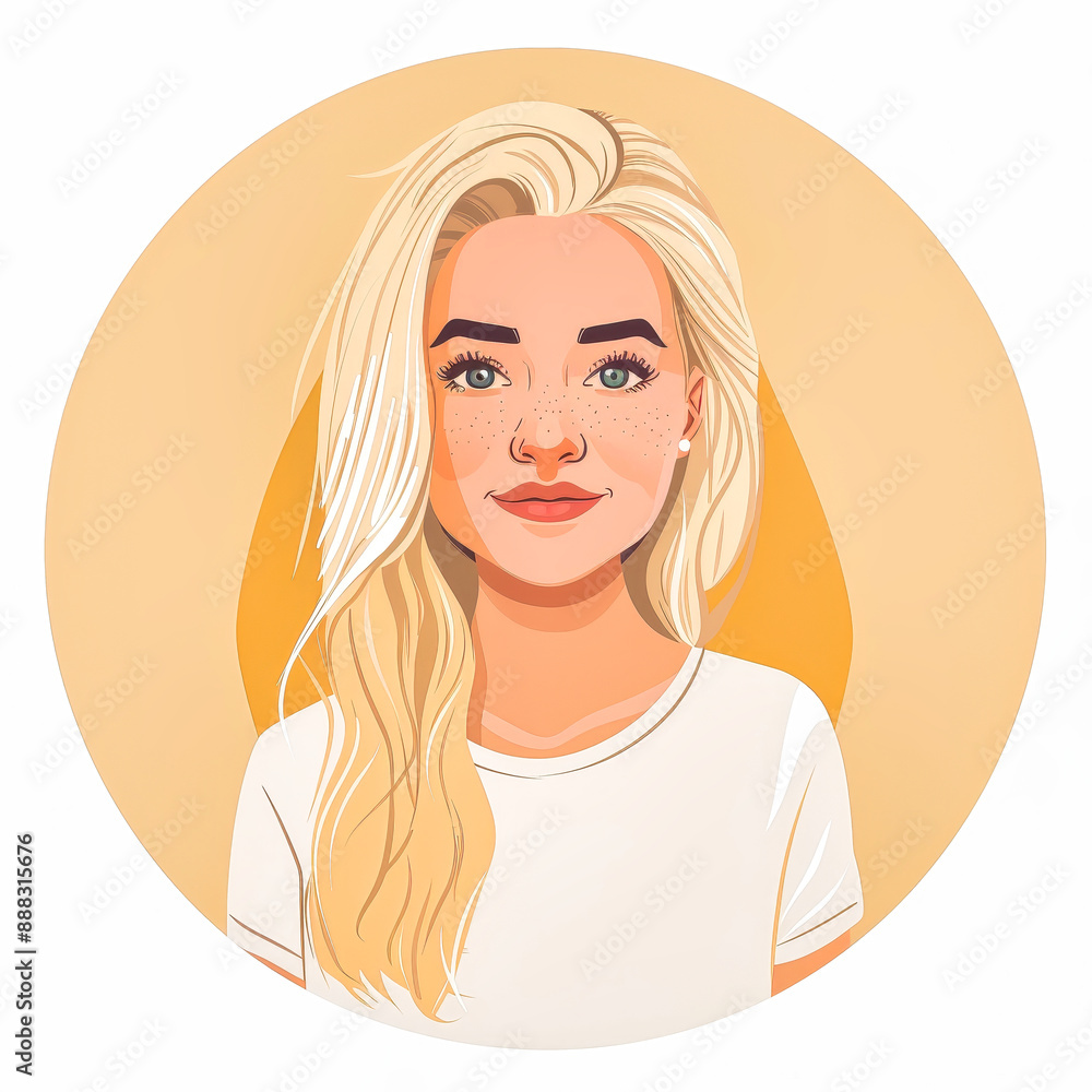 A Blonde Beauty's Gentle Smile, Captured in a Circular Portrait A Blonde Beauty's Gentle Smile, Captured in a Circular Portrait