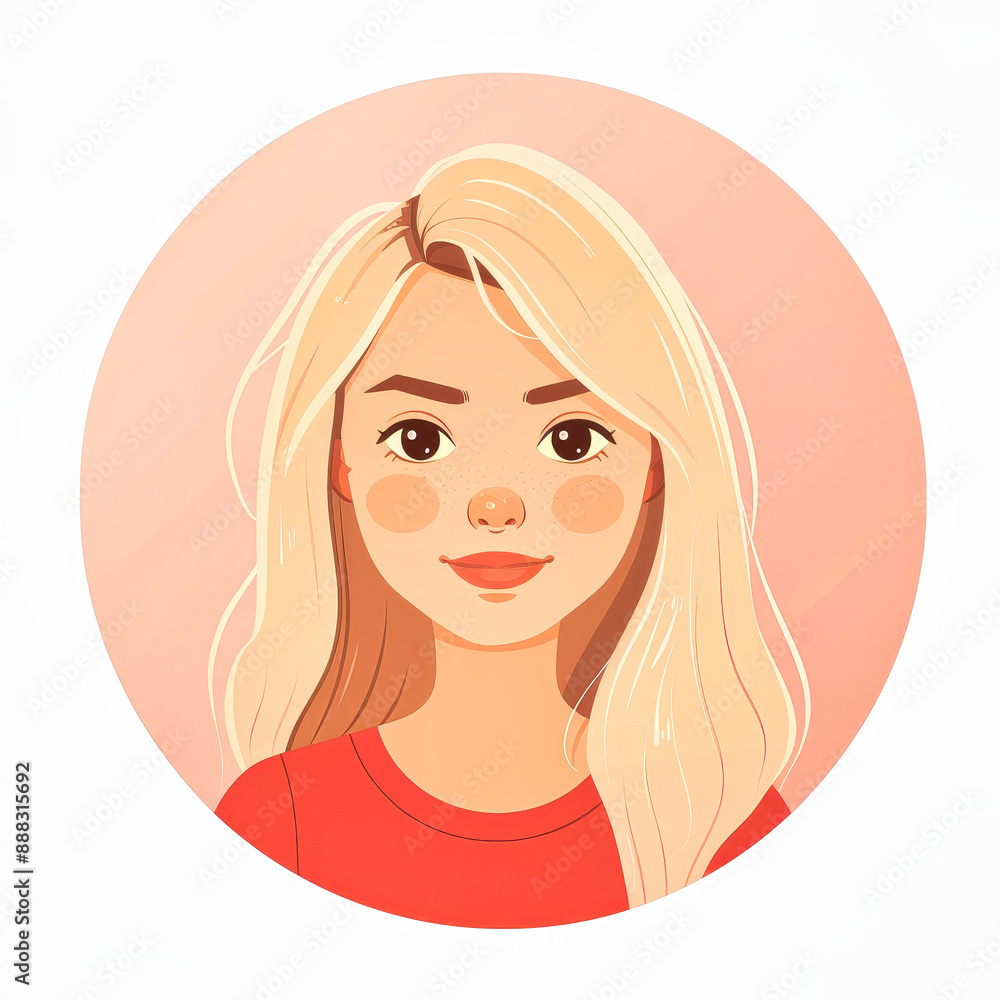 A Blonde Beauty's Gentle Smile, Captured in a Circular Portrait A Blonde Beauty's Gentle Smile, Captured in a Circular Portrait