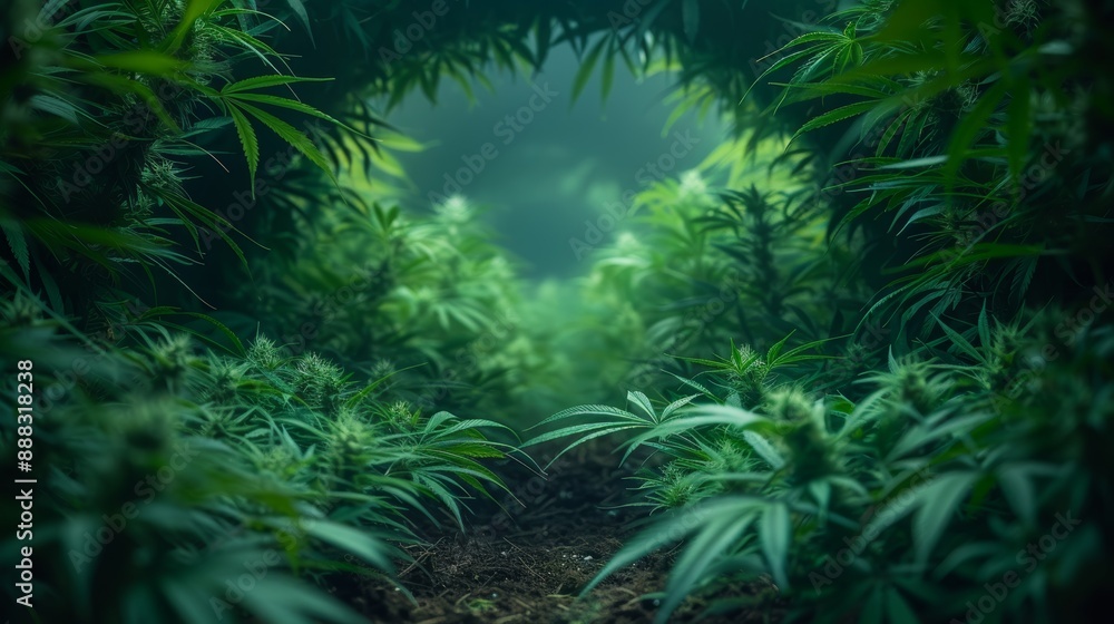 Circular cannabis leaf frame for text placement, ideal for medical marijuana themes with hemp design Circular cannabis leaf frame for text placement, ideal for medical marijuana themes with hemp design