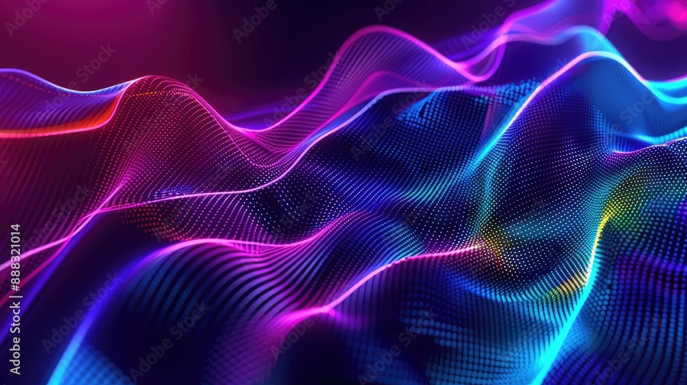 Captivating gradient hologram with bold wave patterns, vibrant electric blue, magenta, and lime green hues, perfect for tech and gaming covers. Gradient hologram dynamic wave patterns Captivating gradient hologram with bold wave patterns, vibrant electric blue, magenta, and lime green hues, perfect for tech and gaming covers. Gradient hologram dynamic wave patterns