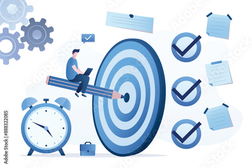 Daily tasks. daily and monthly targets. Objective or mission that must be carried out. Business objectives for businessman or freelancer. Time management,