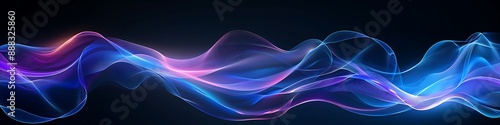 Stunning abstract vector with vibrant blue and purple waves on a black backdrop, perfect for high-res banners.