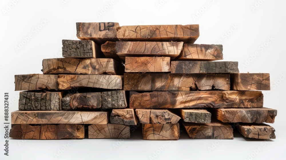 Timber stack against white backdrop Timber stack against white backdrop