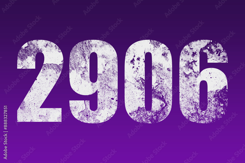 flat white grunge number of 2906 on purple background. flat white grunge number of 2906 on purple background.