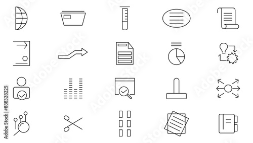 Recruitment line icon set. Headhunting, employee, management, working conditions, teamwork, business, job search, interview, company, and job fair outline icon collection. UI thin outline icon set.
