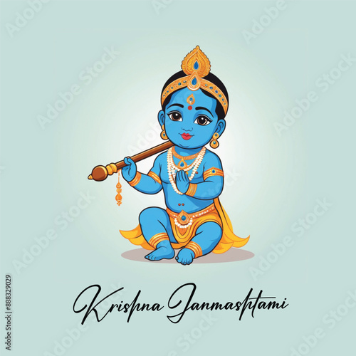  Happy Krishna Janmashtami illustration of Lord Krishna