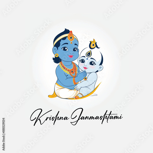  Happy Krishna Janmashtami illustration of Lord Krishna