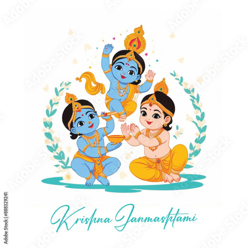  Happy Krishna Janmashtami illustration of Lord Krishna