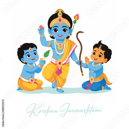  Happy Krishna Janmashtami illustration of Lord Krishna