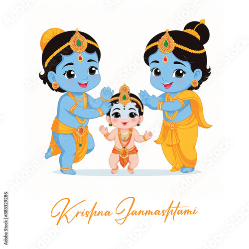  Happy Krishna Janmashtami illustration of Lord Krishna