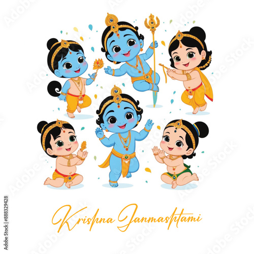  Happy Krishna Janmashtami illustration of Lord Krishna