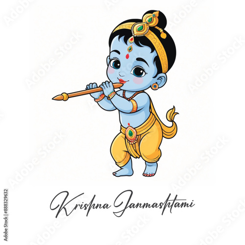  Happy Krishna Janmashtami illustration of Lord Krishna