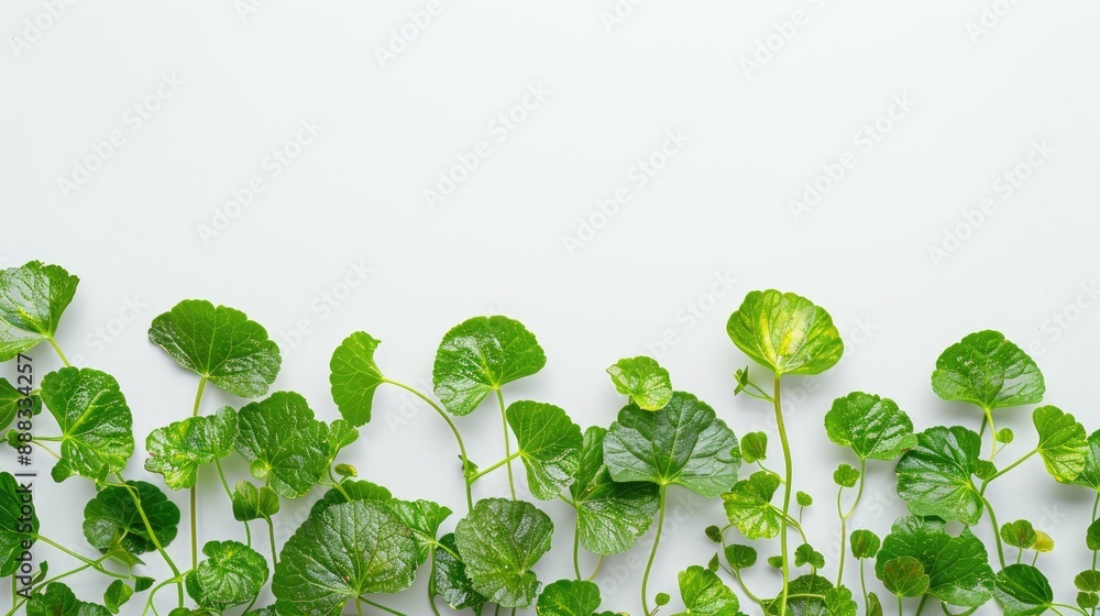White background with space for text showcasing Gotu kola Asiatic pennywort or Indian pennywort White background with space for text showcasing Gotu kola Asiatic pennywort or Indian pennywort