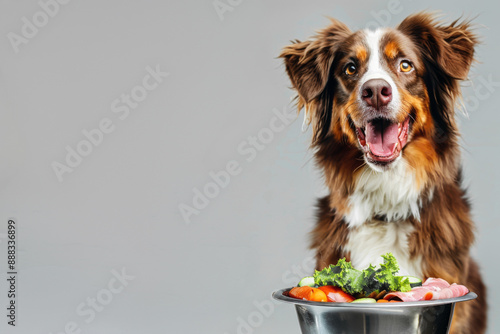 Wallpaper Mural A happy Australian Shepherd with a bowl of healthy food Torontodigital.ca