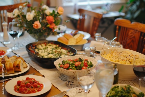 Homemade food spread across table