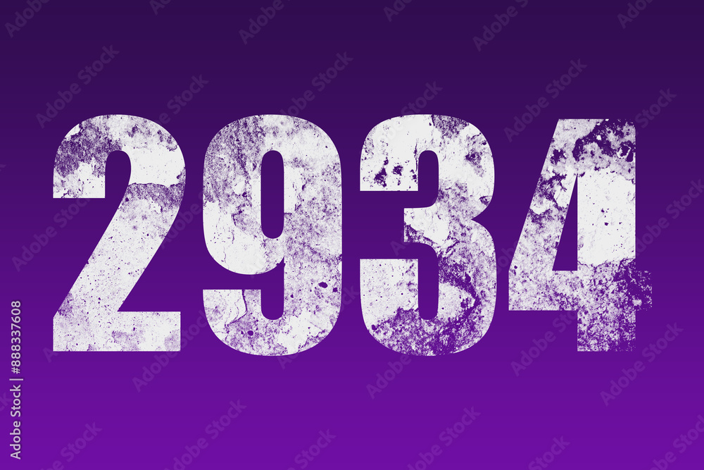 flat white grunge number of 2934 on purple background. flat white grunge number of 2934 on purple background.