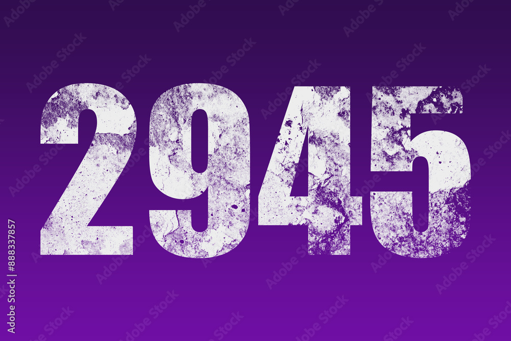 flat white grunge number of 2945 on purple background. flat white grunge number of 2945 on purple background.