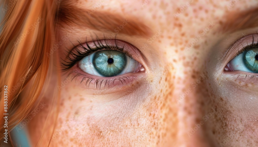 Close Up Of A Woman's Green Eye With Freckles Close Up Of A Woman's Green Eye With Freckles