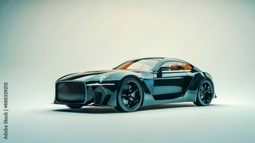 Black luxury generic sport car standing in a studio Black luxury generic sport car standing in a studio