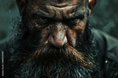 Intense photo of a fierce man with a beard © LimeSky