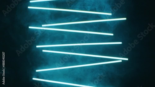 Chaotic colored neon light with smoke
