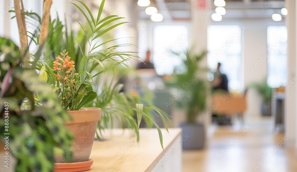 Office with Green Plants on Desk