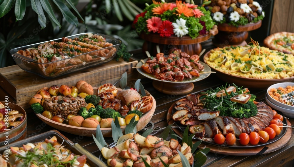 A Table Full of Delicious Food at a Summer Garden Party A Table Full of Delicious Food at a Summer Garden Party