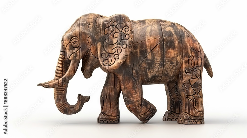 antique wooden elephant isolated over white antique wooden elephant isolated over white