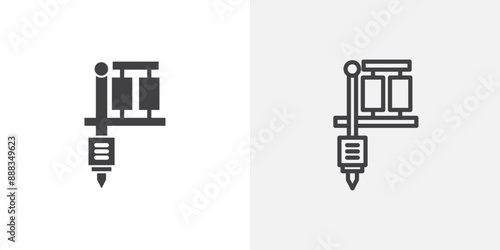 Tattoo machine black vector icon set