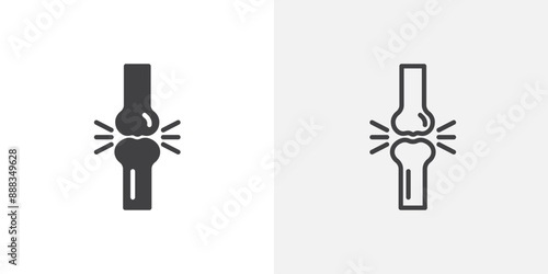 arthritis pain black vector icon set