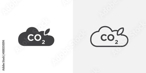 CO2 emission black vector icon set