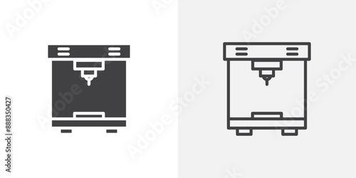 3d printing black vector icon set