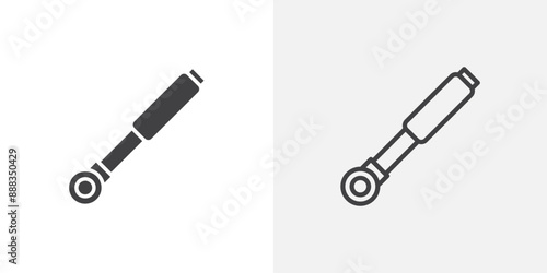 Hydraulic cylinder black vector icon set