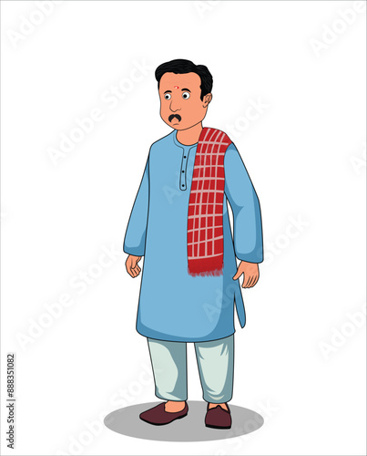 Indian village rich men cartoon character design