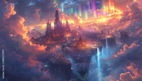 Floating Fantasy City Above the Clouds 