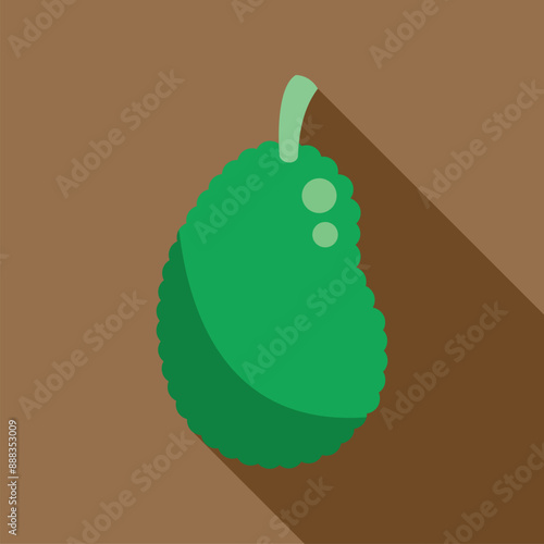 Green soursop fruit on a brown background with a long shadow