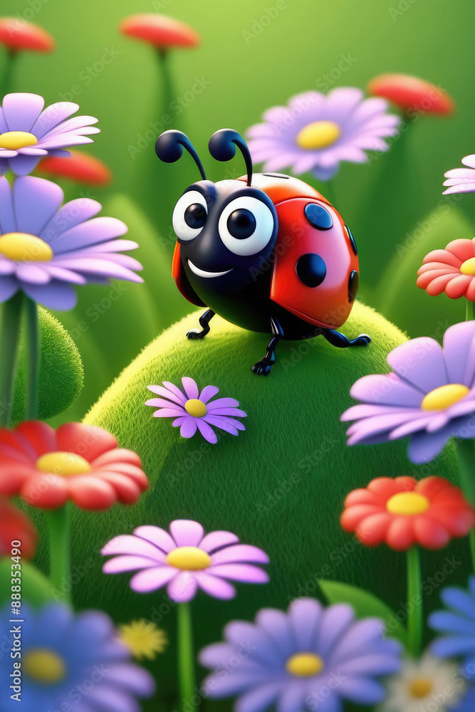 Adorable funny cute ladybug of children-friendly cartoon animation fantasy style. Adorable funny cute ladybug of children-friendly cartoon animation fantasy style.