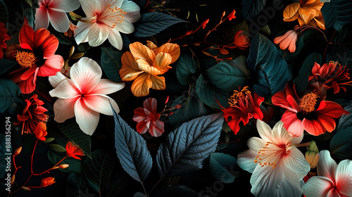 Wallpaper Mural flowers on the black background  Torontodigital.ca