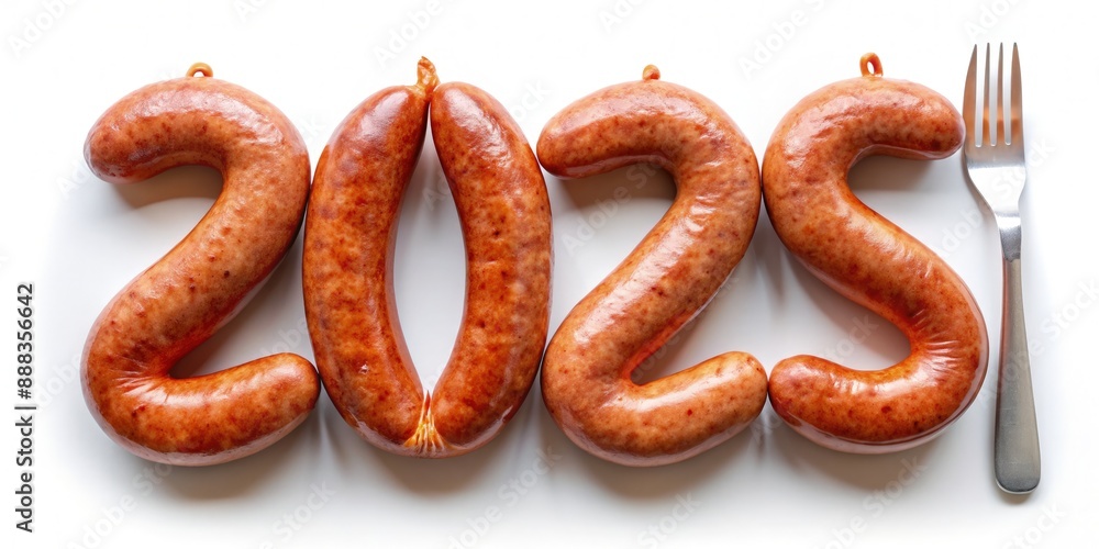 Sausage 2023 New Year Celebration. Generative AI Sausage 2023 New Year Celebration. Generative AI