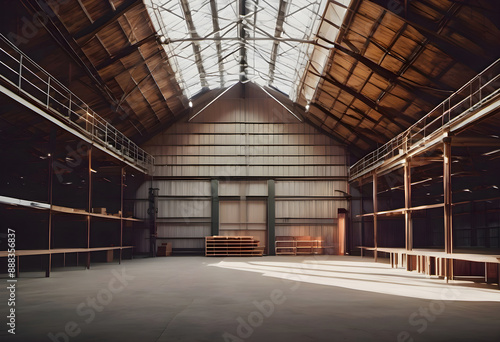 Wallpaper Mural Abandoned big barn in countryside with shelves, empty, and transparent roof Torontodigital.ca