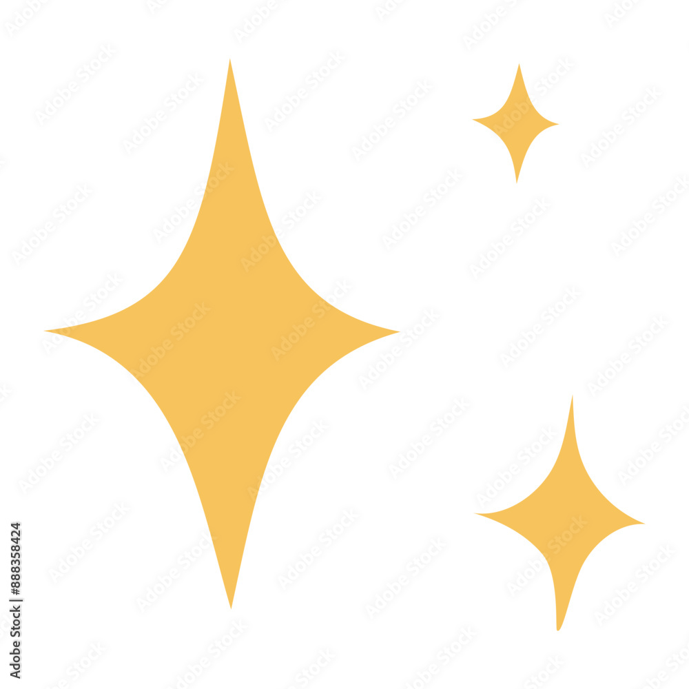 Yellow stars in simple vector style isolated on white background. Set of simple stars for print design and children's books Yellow stars in simple vector style isolated on white background. Set of simple stars for print design and children's books