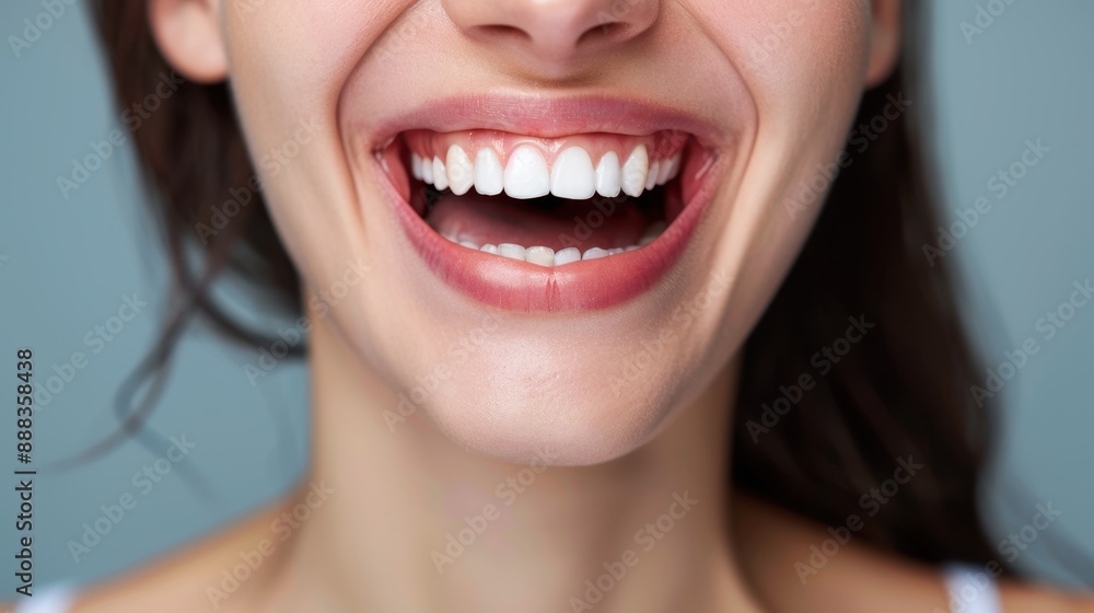 Radiant Smile Close-up: Female with White Teeth and Healthy Gums Radiant Smile Close-up: Female with White Teeth and Healthy Gums