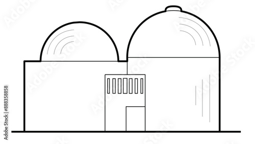 Line drawing showing nuclear power containment buildings