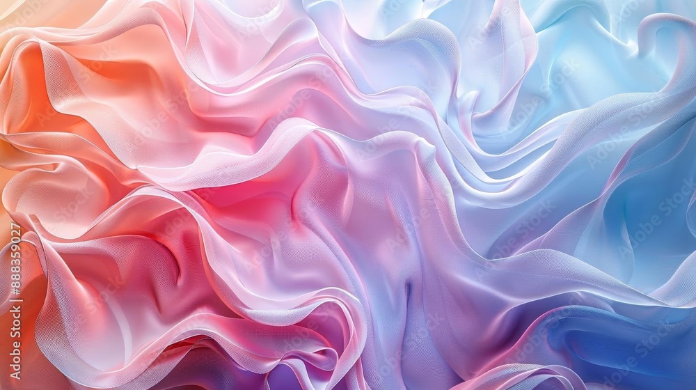 Abstract pastel-colored fabric with flowing, soft folds in shades of blue, pink, and orange. Perfect for backgrounds and design projects. Abstract pastel-colored fabric with flowing, soft folds in shades of blue, pink, and orange. Perfect for backgrounds and design projects.
