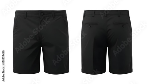 Men sports black shorts front and back Isolated on white background AI generated