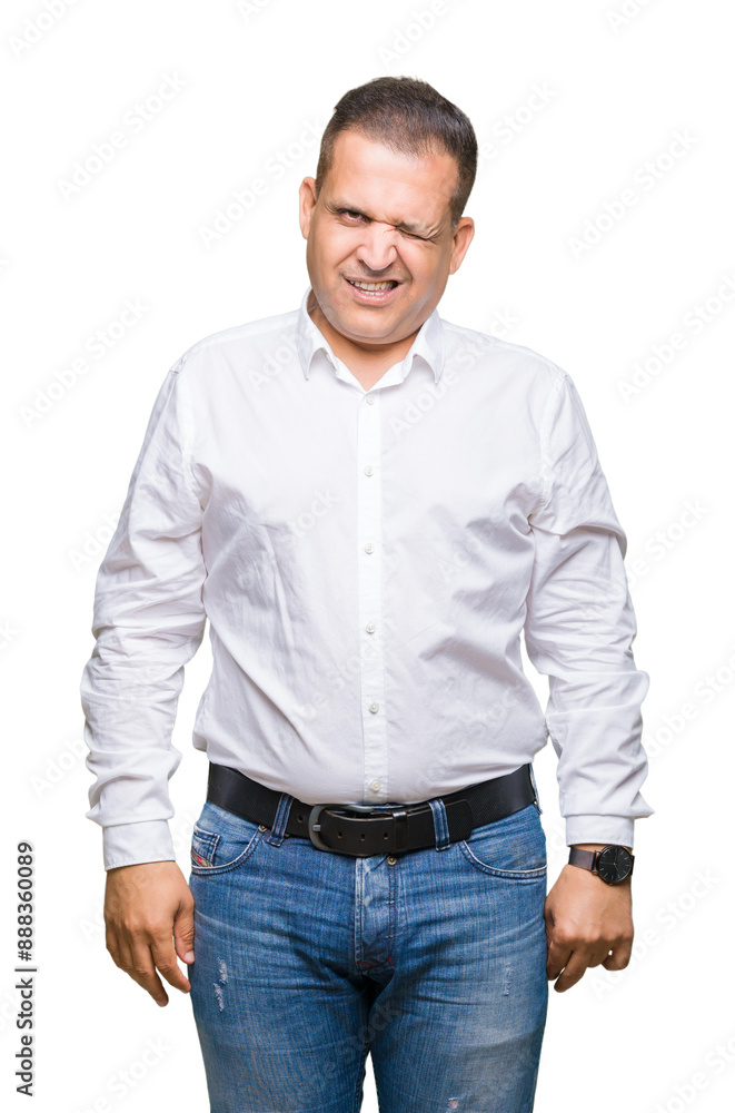 Middle age arab elegant man over isolated background winking looking at the camera with sexy expression, cheerful and happy face. Middle age arab elegant man over isolated background winking looking at the camera with sexy expression, cheerful and happy face.